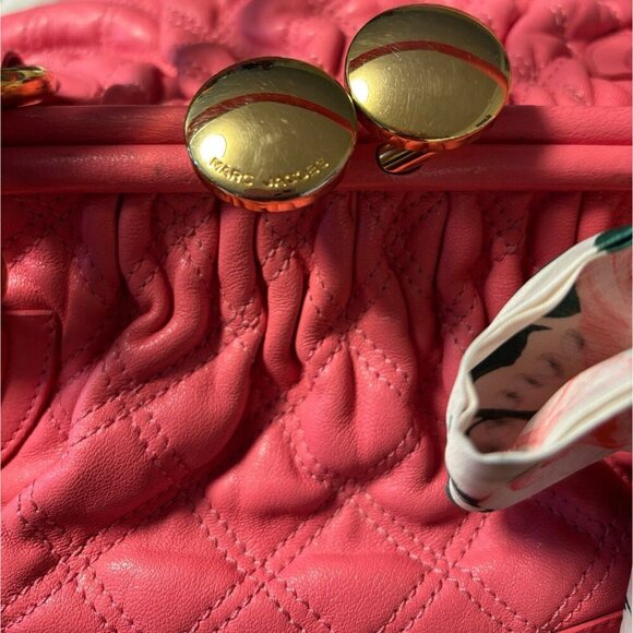 Marc Jacobs Pink Quilted Leather The Stam Bag, Luxury Oversized Rare Barbiecore - Picture 8 of 11